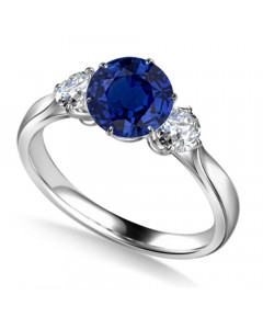 0.60CT VS2/E Blue Sapphire and Diamond Trilogy Ring
