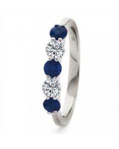 0.40 VS/EF 0.40Ct Blue Sapphire And Diamond Eternity Ring