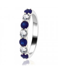 0.78ct VS/EF Blue Sapphire And Diamond Eternity Ring