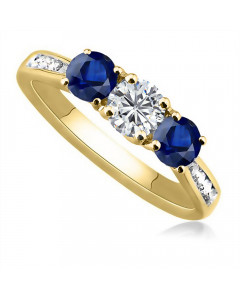 1.25ct SI2/G Round Blue Sapphire Ring in 18K Yellow Gold