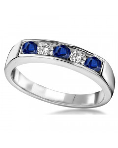 0.50CT SI2/G Five Stone Blue Sapphire and Diamond Eternity Ring