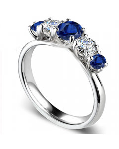 0.50ct VS/FG Diamond And Blue Sapphire Five Stone Ring