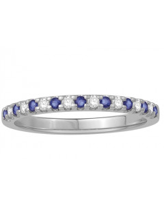 0.25ct VS/FG 2mm Blue Sapphire and Diamond Eternity Ring