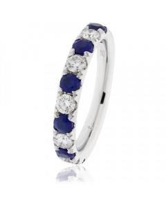 0.80ct SI/FG Blue Sapphire and Diamond Eternity Ring