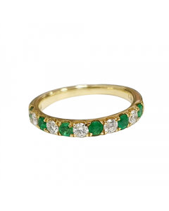 0.75ct VS/FG Emerald & Diamond Half Eternity Gemstone Ring
