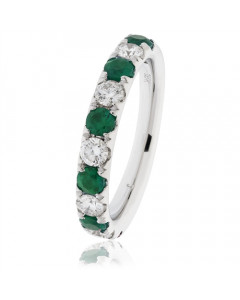 0.60ct VS/EF Green Emerald and Diamond Eternity Ring
