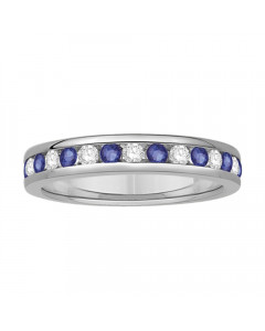 0.50ct VS/EF 3.5mm Blue Sapphire And Diamond Eternity Ring
