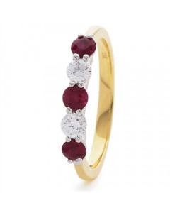 0.55ct SI2/G Red Ruby And Round Diamond Eternity Ring