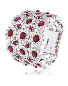 3.50ct SI/FG Red Ruby Gemstone & Diamond Cocktail Ring