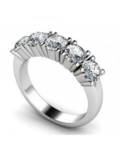 0.60ct SI/FG Round 5 Stone Ring in 18K White Gold