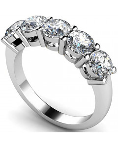 1.00ct SI1/F Round 5 Stone Ring in 18K White Gold