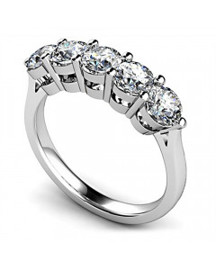 0.50ct VS2/F Round 5 Stone Diamond Ring in Palladium