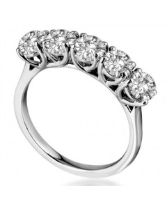0.50ct SI2/G Round 5 Stone Ring in 18K White Gold