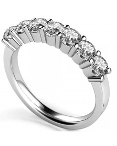 0.89ct SI/FG Round 7 Stone Ring in 18K White Gold