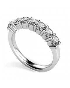 0.63ct SI/FG Round 7 Stone Ring in 18K White Gold