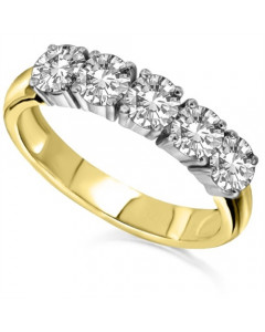 1.52ct SI/FG Round 5 Stone Diamond Ring in 18K Yellow/White Gold
