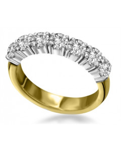 0.70ct VS2/F Round 7 Stone Diamond Ring in 18K Yellow/White Gold