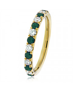 0.80 SI/FG Green Emerald And Diamond Eternity Ring