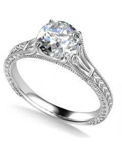 0.40ct VS2/D Round Vintage Solitaire Ring in 18K White Gold