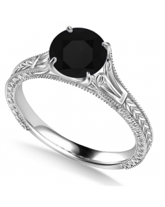 0.50ct Black Diamond Vintage Ring in Platinum