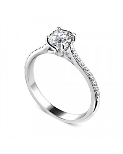 0.90ct VS2/E Round Side Diamond Ring in Platinum