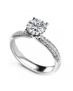 0.76ct SI1/D Round Side Diamond Ring in 18K White Gold
