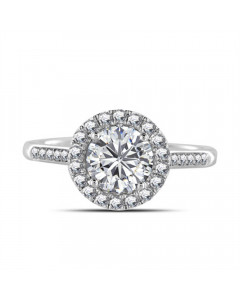 1.10ct VVS2/G Round Halo Ring in Platinum