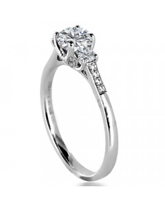 0.76ct SI1/E Round Side Diamond Ring in 18K White Gold