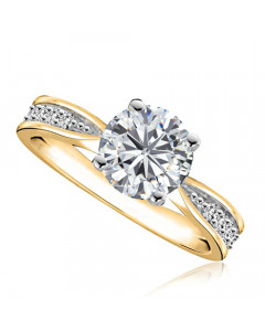 0.76ct SI2/G Round Side Diamonds Ring in 18K Yellow/White Gold