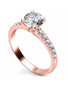 0.80ct VS2/H Round Side Diamond Ring in 18K Rose Gold