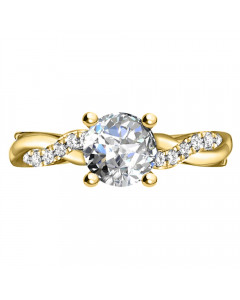0.85ct VS2/H Round Side Diamonds Ring in 18K Yellow Gold