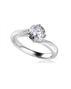 1.20ct SI2/G Round Side Diamond Ring in 18K White Gold