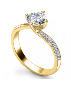 0.51ct VS2/G Round Side Diamonds Ring in 18K Yellow Gold