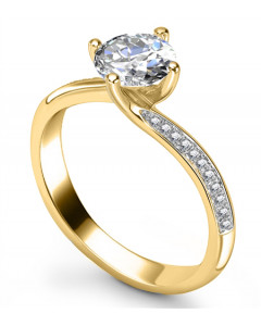 0.65 SI1/E Round Side Diamonds Ring in 18K Yellow Gold