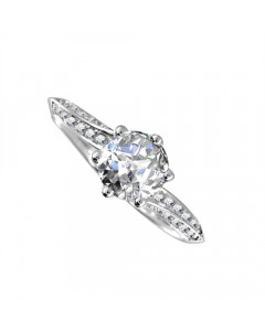 0.75ct VS1/G Round Side Diamond Ring in 18K White Gold