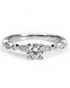 1.00ct VS2/G Round Engagement Ring in 18K White Gold