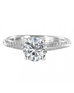 0.75ct VVS2/E Knife Edge Round Shoulder Set Diamond Engagement Ring