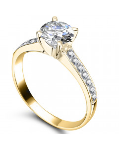 GIA CERTIFIED 0.50CT VS2/F Shoulder Set Diamond Engagement Ring
