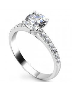 0.65CT SI2/F Shoulder Set Diamond Engagement Ring