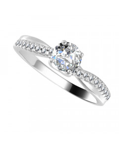 0.50 SI2/F Infinity Round Shoulder Set Diamond Engagement Ring