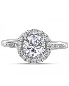 0.75 VS2/G Round Diamond Single Halo Shoulder Set Ring