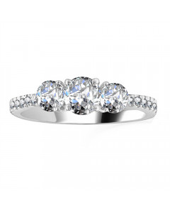 0.75ct SI2/F 3 Stone Diamond Ring With Shoulder Diamonds