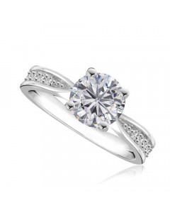 0.75ct SI2/F Round Shoulder Set Diamond Engagement Ring