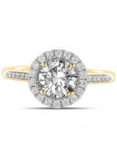 1.00ct VVS1/H Round Diamond Single Halo Shoulder Set Ring