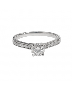 0.85ct VVS2/D Round Diamond Shoulder Set Engagement Ring