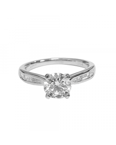 1.30ct Si1/G Round Diamond Shoulder Set Engagement Ring