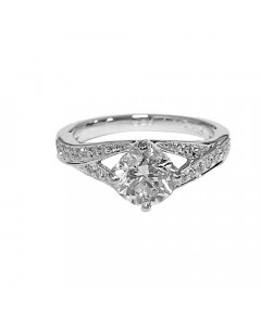1.20ct SI2/F Round Diamond Shoulder Set Engagement Ring