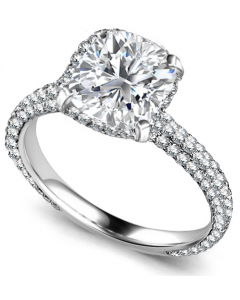 1.35ct VS2/D Cushion Lab Grown Diamond Collar Single Halo Engagement Ring