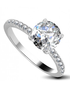 1.00ct I1/E Shoulder Set Round Diamond Engagement Ring