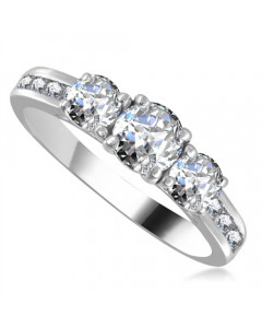 1.10ct SI/FG 3 Round Stone Diamond Ring With Shoulder Diamonds